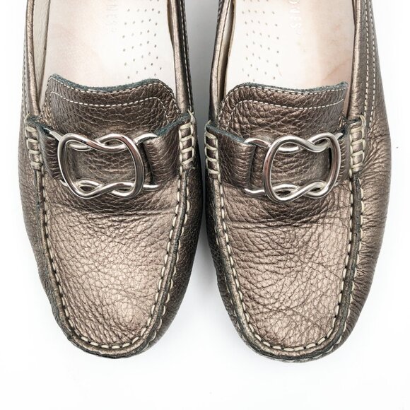 JILLIAN JONES Bronze Metallic Driving Loafer Leather Moccasin Womens 7 - Picture 6 of 9